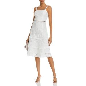 White eyelet midi dress perfect for bridal shower